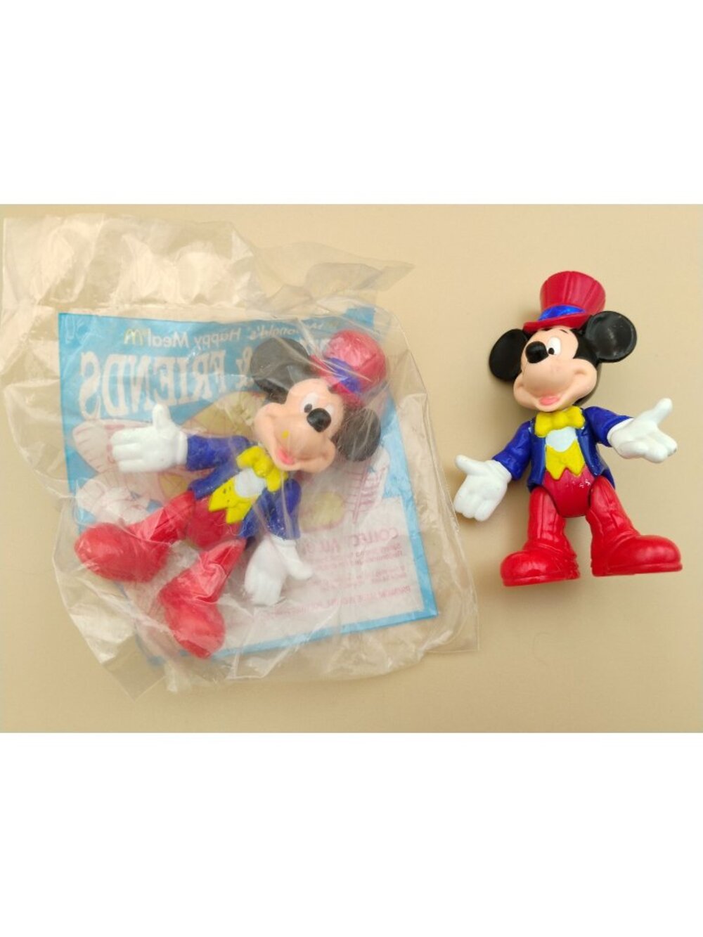 Vintage 1993 McDonalds Disney EPCOT Mickey Mouse Happy Meal Toy Figure In Origin